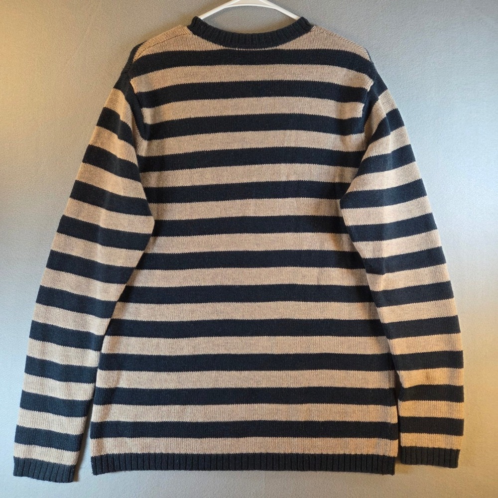 Patagonia Mens Lambswool‎ Blend Striped Crew Neck Sweater Navy Tan Med Gorpcore - Picture 5 of 8